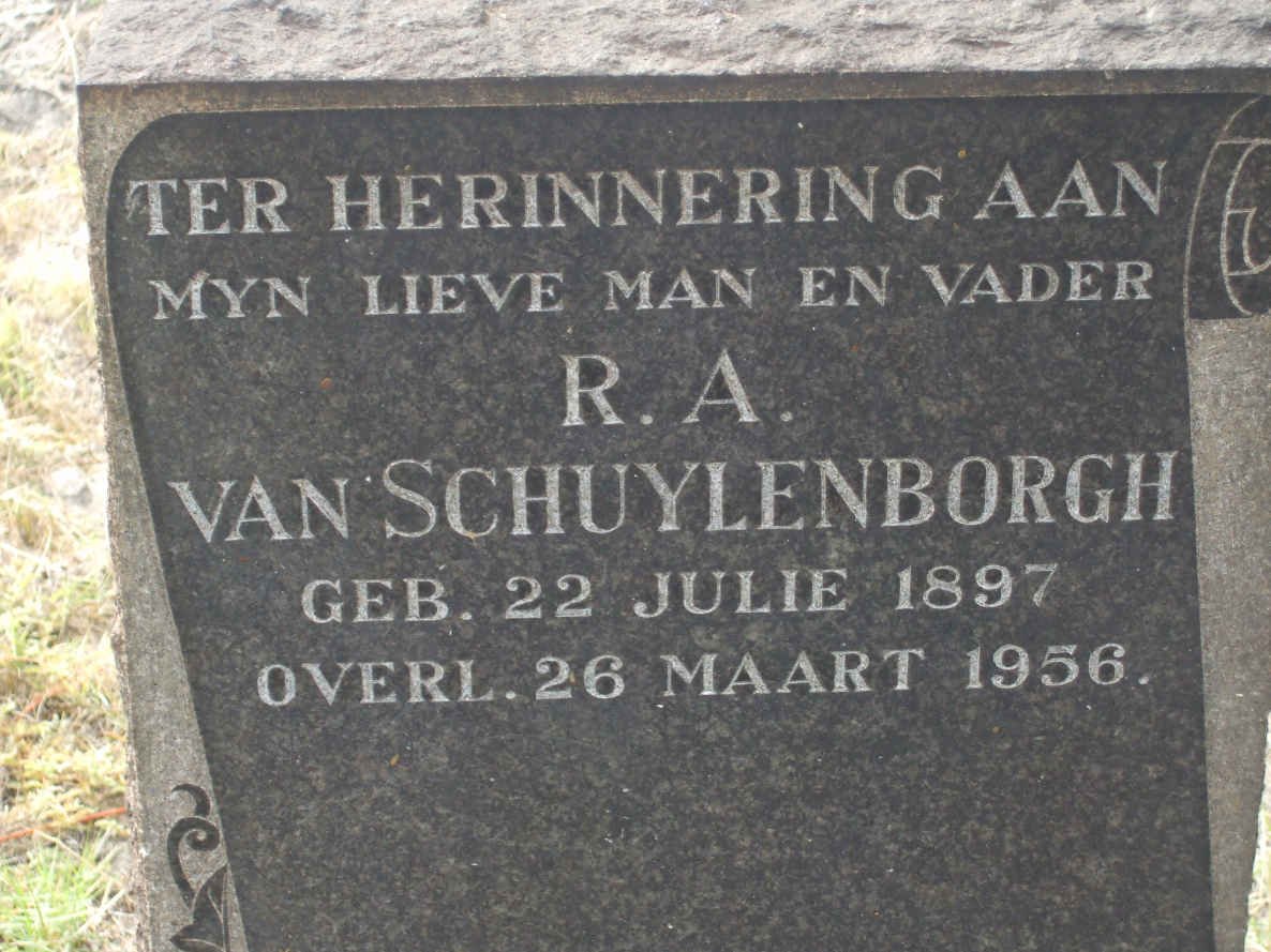 SCHUYLENBORGH R.A., van 1897-1956