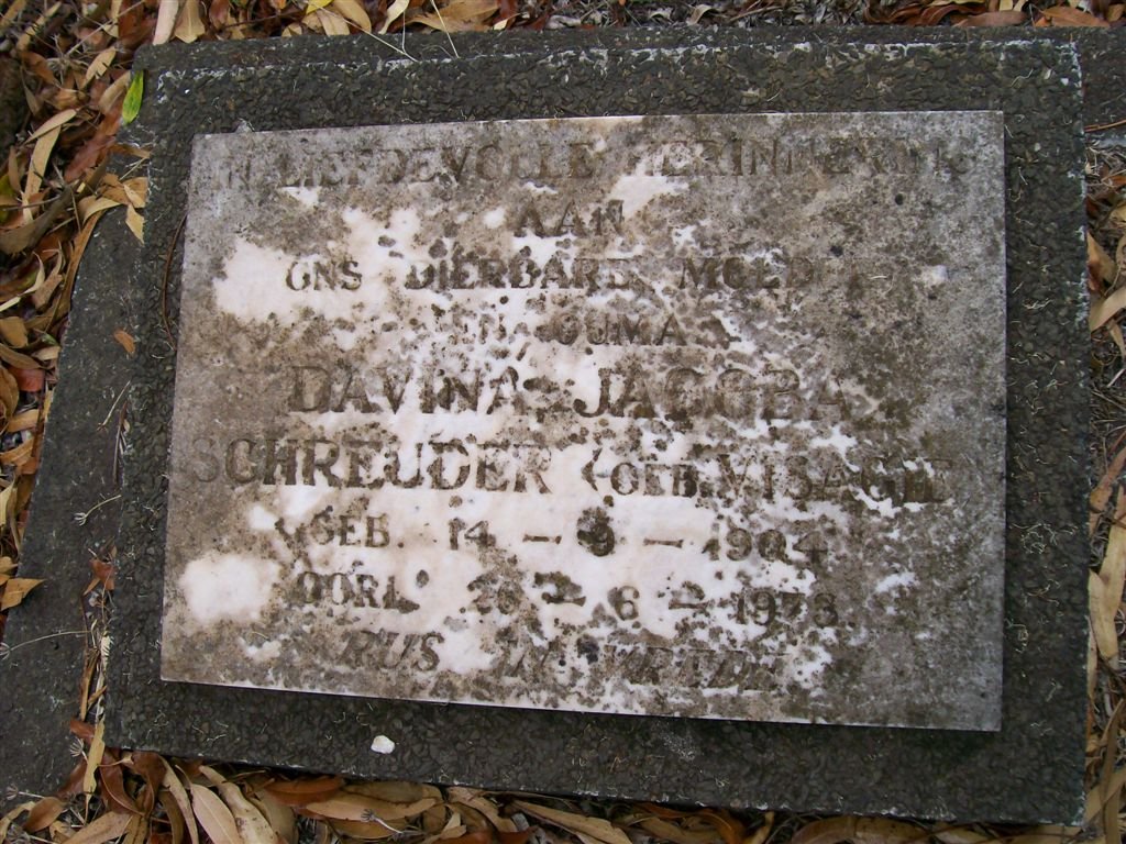 SCHREUDER Davina Jacoba nee VISAGIE 1904-1973
