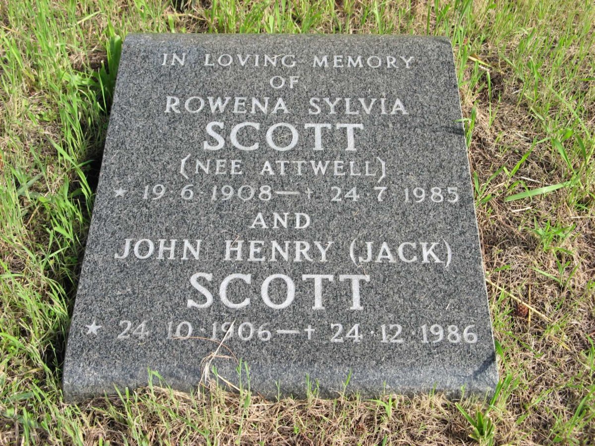 SCOTT John Henry 1906-1986 &amp; Rowena Sylvia ATTWELL 1908-1985