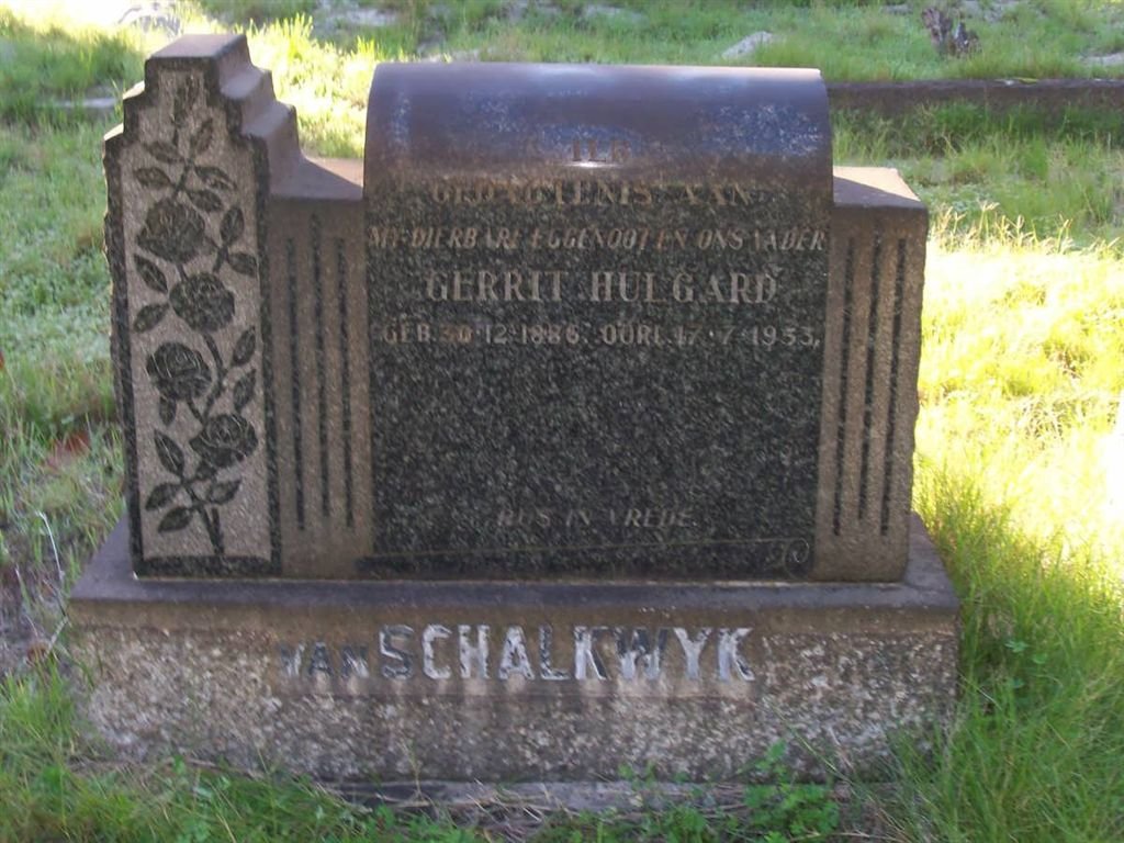 SCHALKWYK Gerrit Hulgard, van 1886-1953