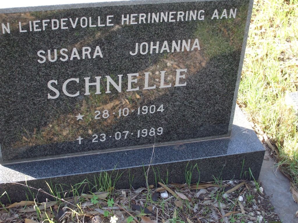 SCHNELLE Susara Johanna 1904-1989