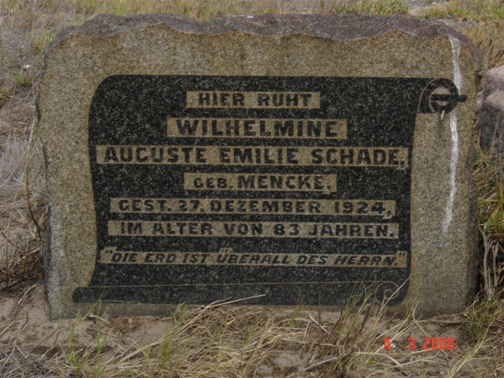 SCHADE Wilhelmine Auguste Emilie nee MENCKE -1924