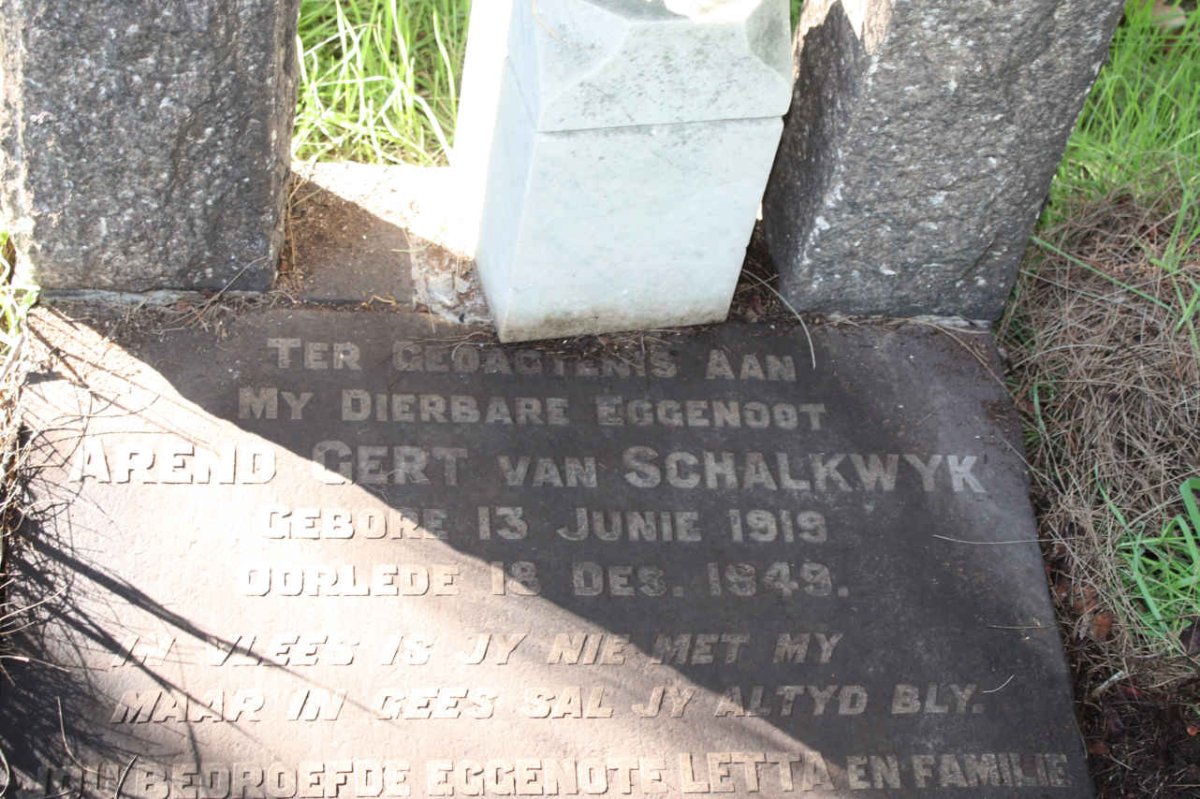 SCHALKWYK Arend Gert, van 1919-1949