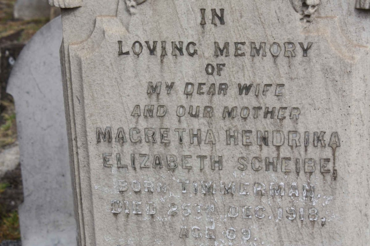 SCHEIBE Magretha Hendrika Elizabeth nee TIMMERMAN -1918