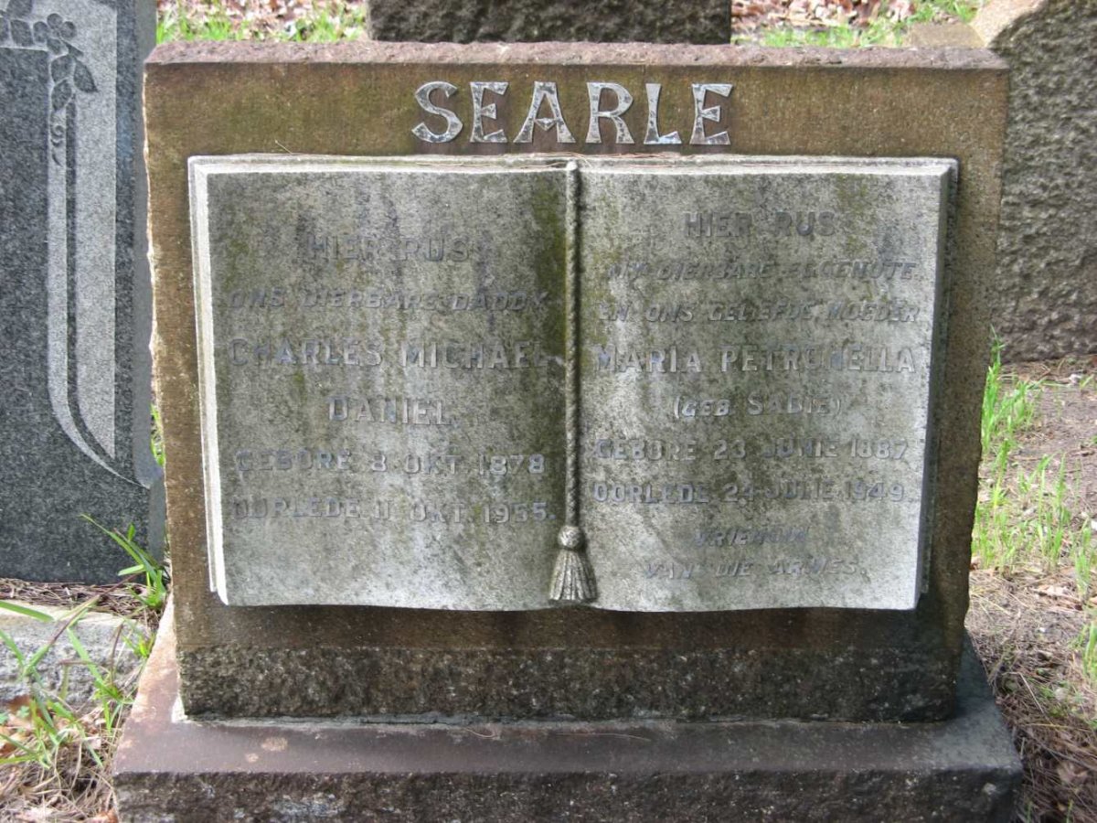 SEARLE Charles Michael Daniel 1878-1955 &amp; Maria Petronella SADIE 1887-1949