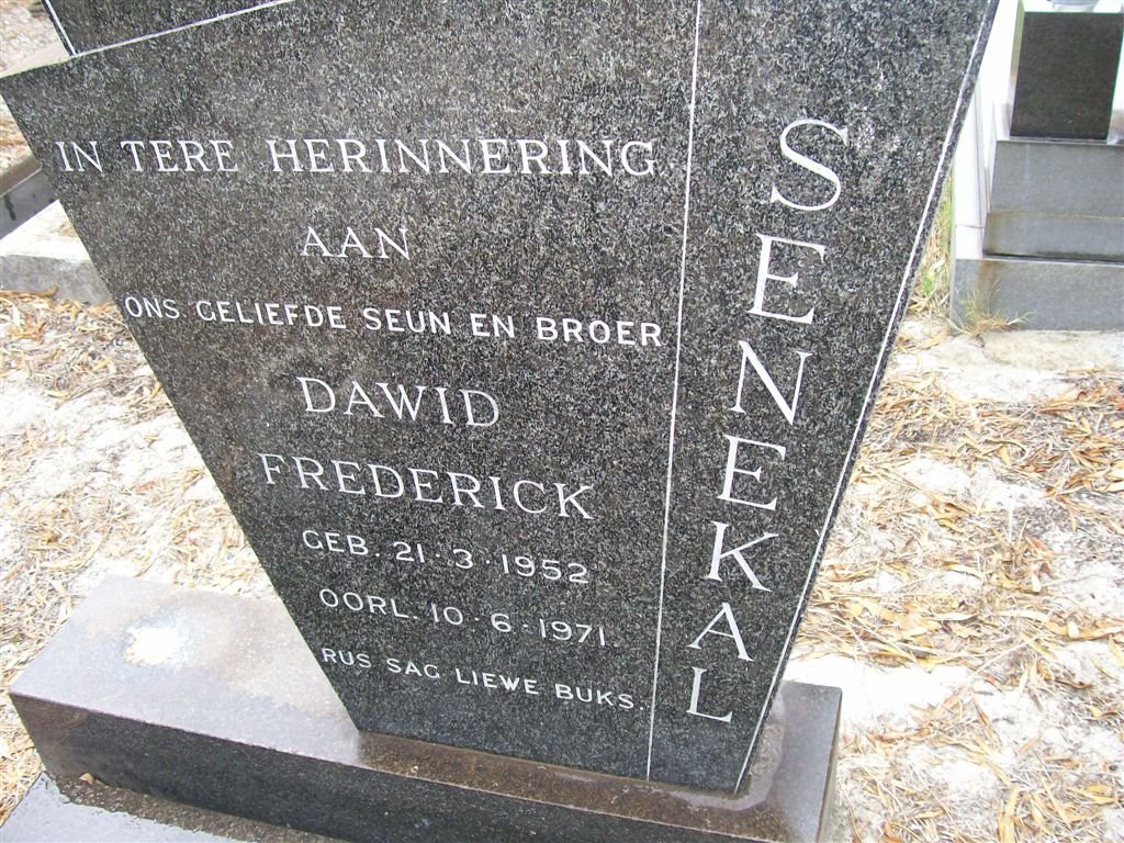 SENEKAL Dawid Frederick 1952-1971
