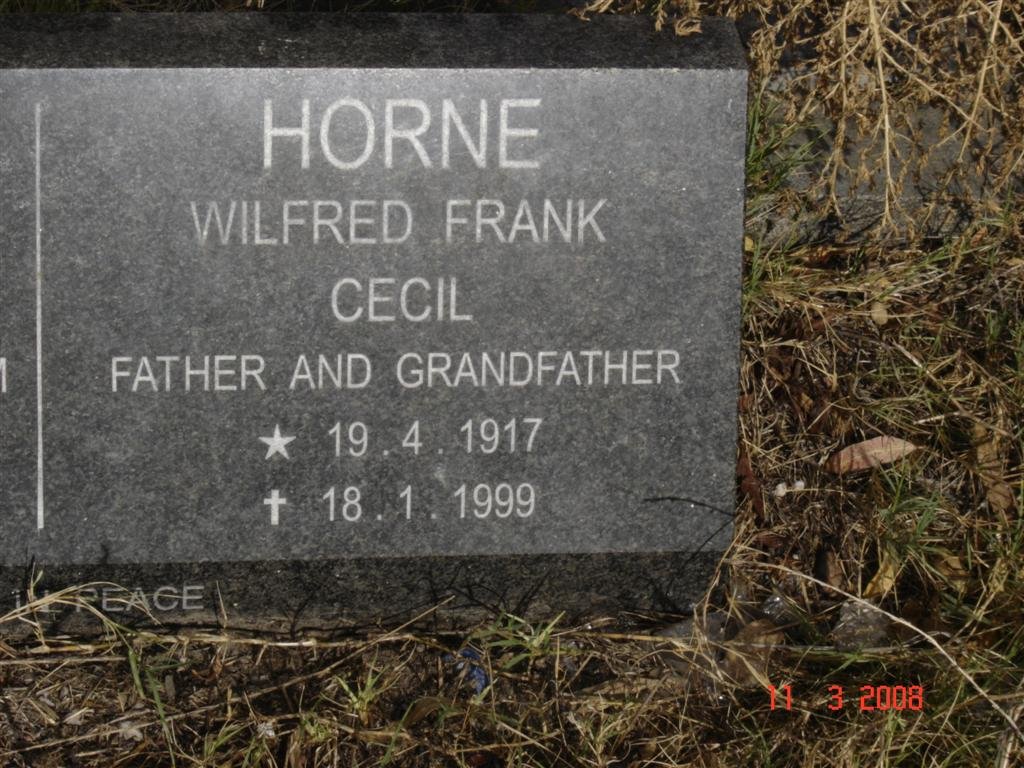 HORNE Wilfred Frank Cecil 1917-1999