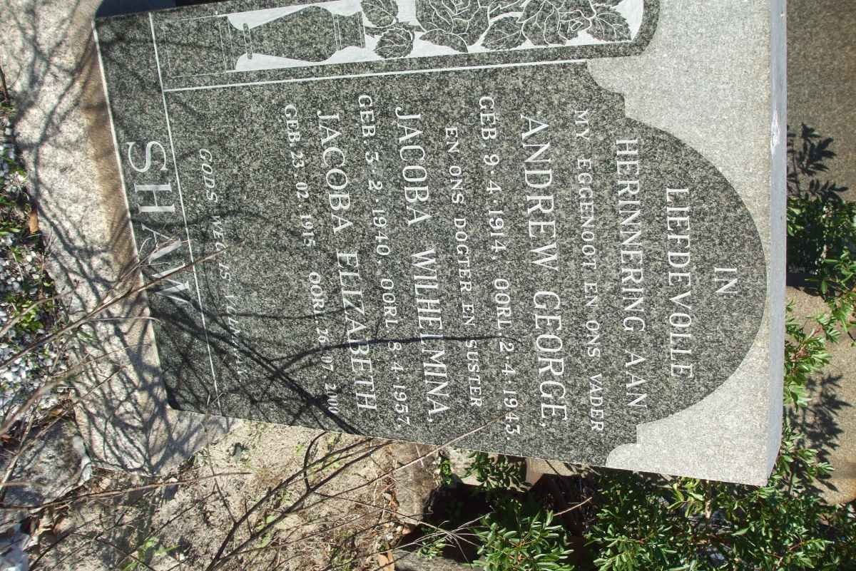 SHAW  Andrew George 1914-1943 &amp; Jacoba Elizabeth 1915-2000 :: SHAW  Jacoba Wilhelmina 1940-1957