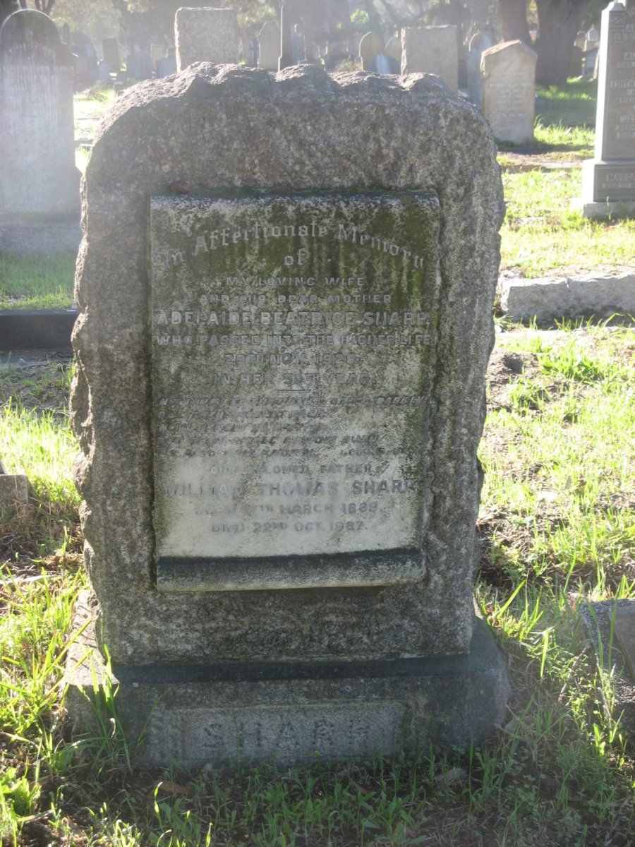 SHARP William Thomas 1888-1967 &amp; Adelaide Beatrice -1928