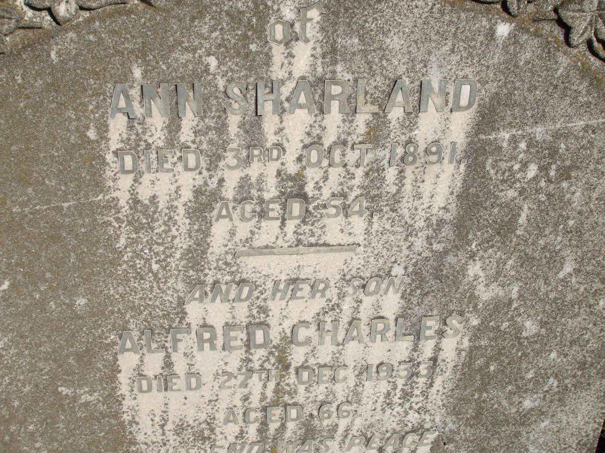 SHARLAND Ann  -1891 :: SHARLAND Alfred Charles -1933