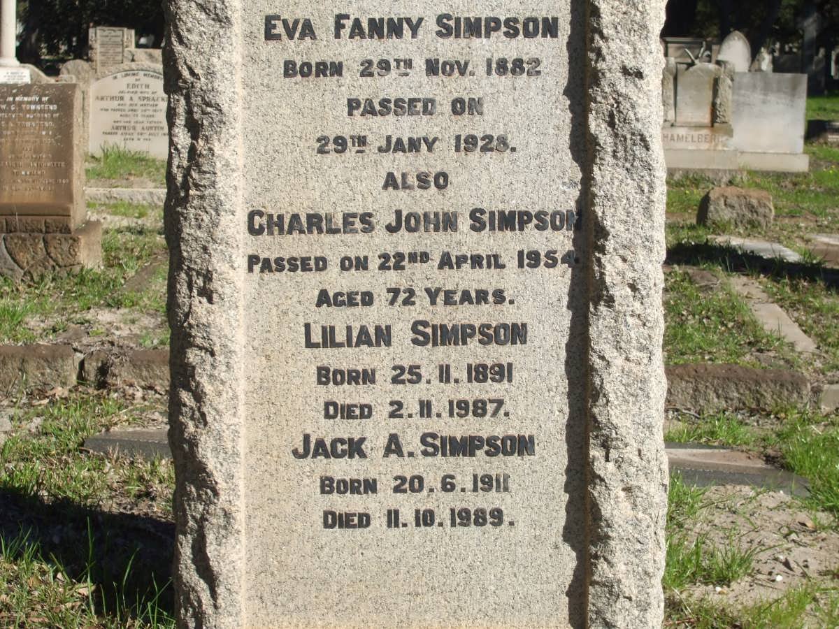 SIMPSON Charles John -1954 &amp; Eva Fanny 1882-1928 :: SIMPSON Lilian 1891-1987 :: SIMPSON Jack A. 1911-1989