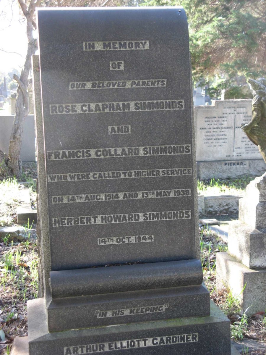 SIMMONDS Francis Collard -1938 &amp; Rose Clapham -1914 :: SIMMONDS Herbert Howard -1944