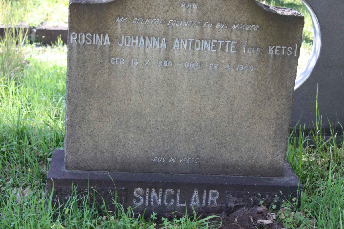 SINCLAIR Rosina Johanna Antoinette nee KETS 1890-1948