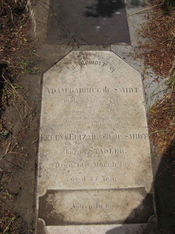 SMIDT Adam Gabriel, de -1828 &amp; Helena Elizabeth STADLER -1878