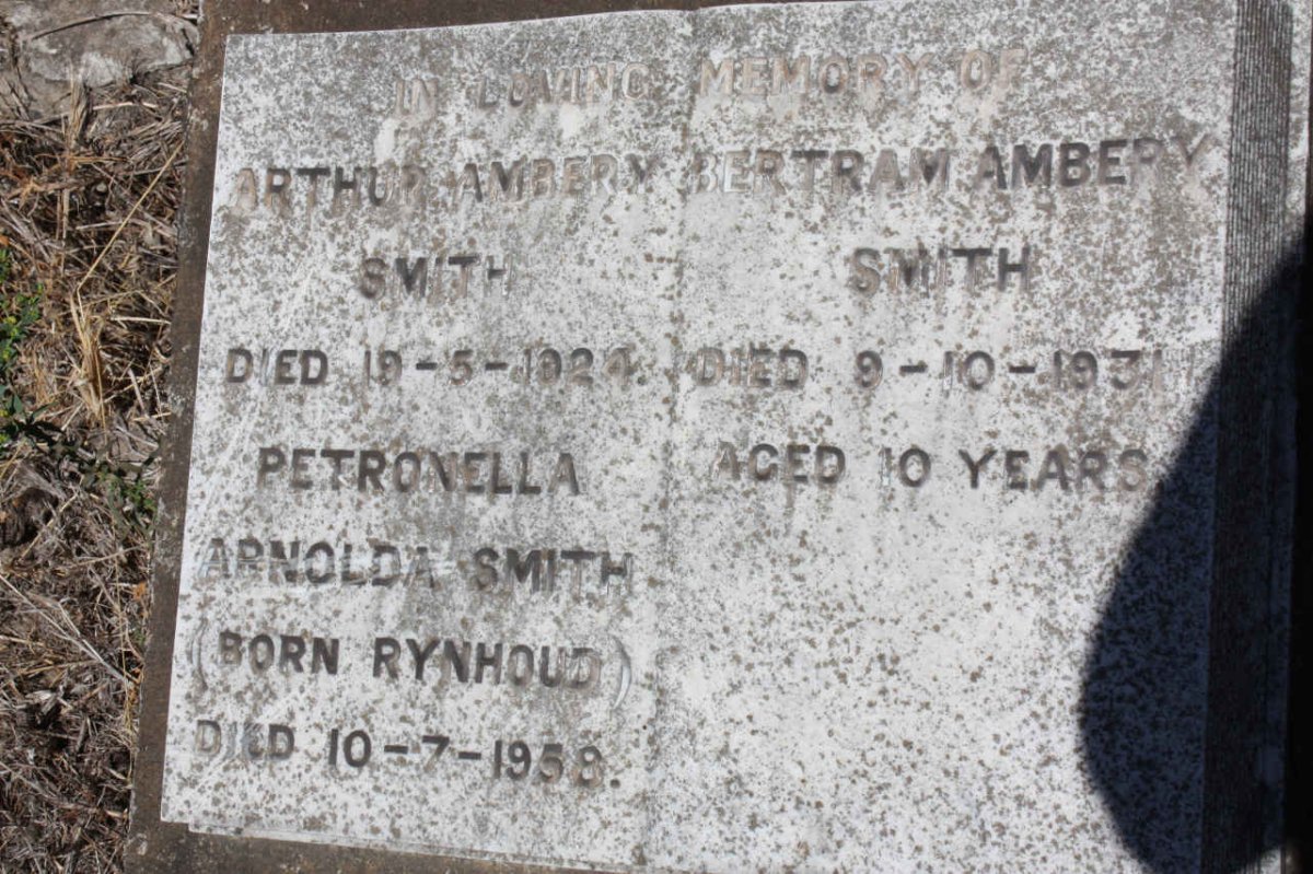 SMITH Arthur Ambery -1924 &amp; Petronella Arnolda RYNHOUD -1958 :: SMITH Bertram Ambery -1931