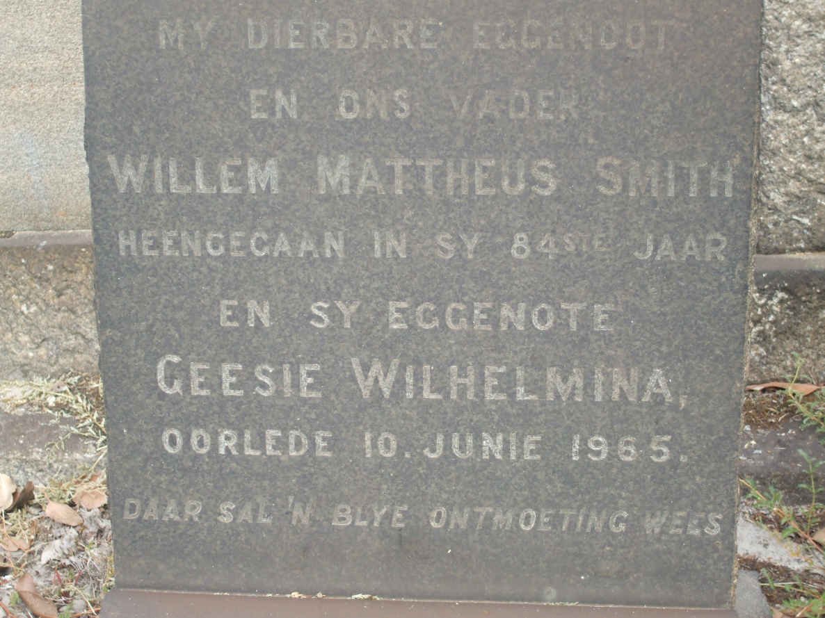 SMITH Willem Mattheus &amp; Geesie Wilhelmina −1965