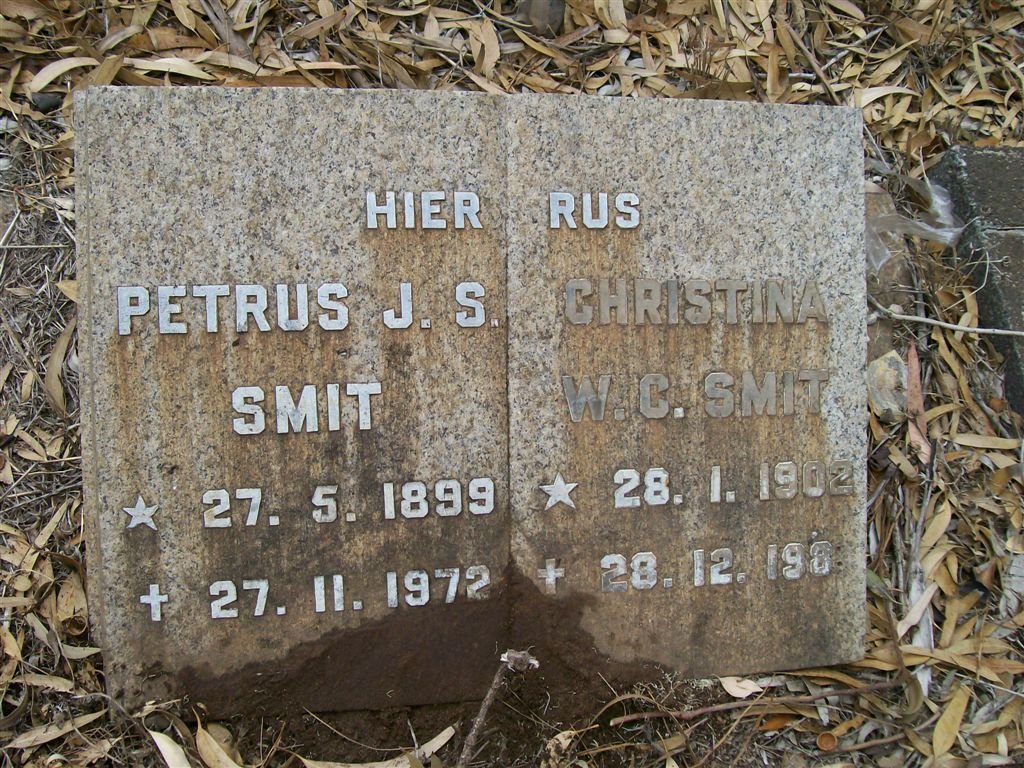SMIT Petrus J.S. 1899-1972 &amp; Christina W.C. 1902-1981