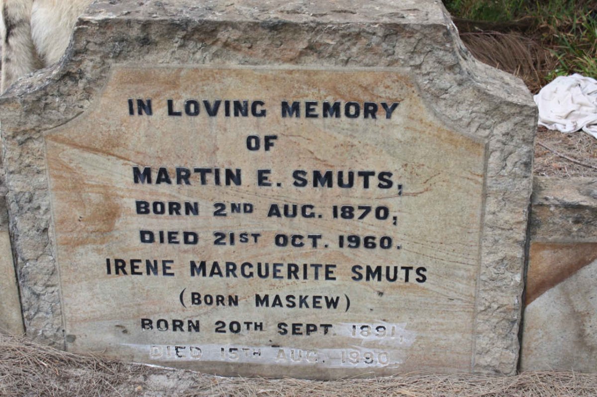 SMUTS Martin E. 1870-1960 &amp; Irene Marguerite MASKEW 1891-1990