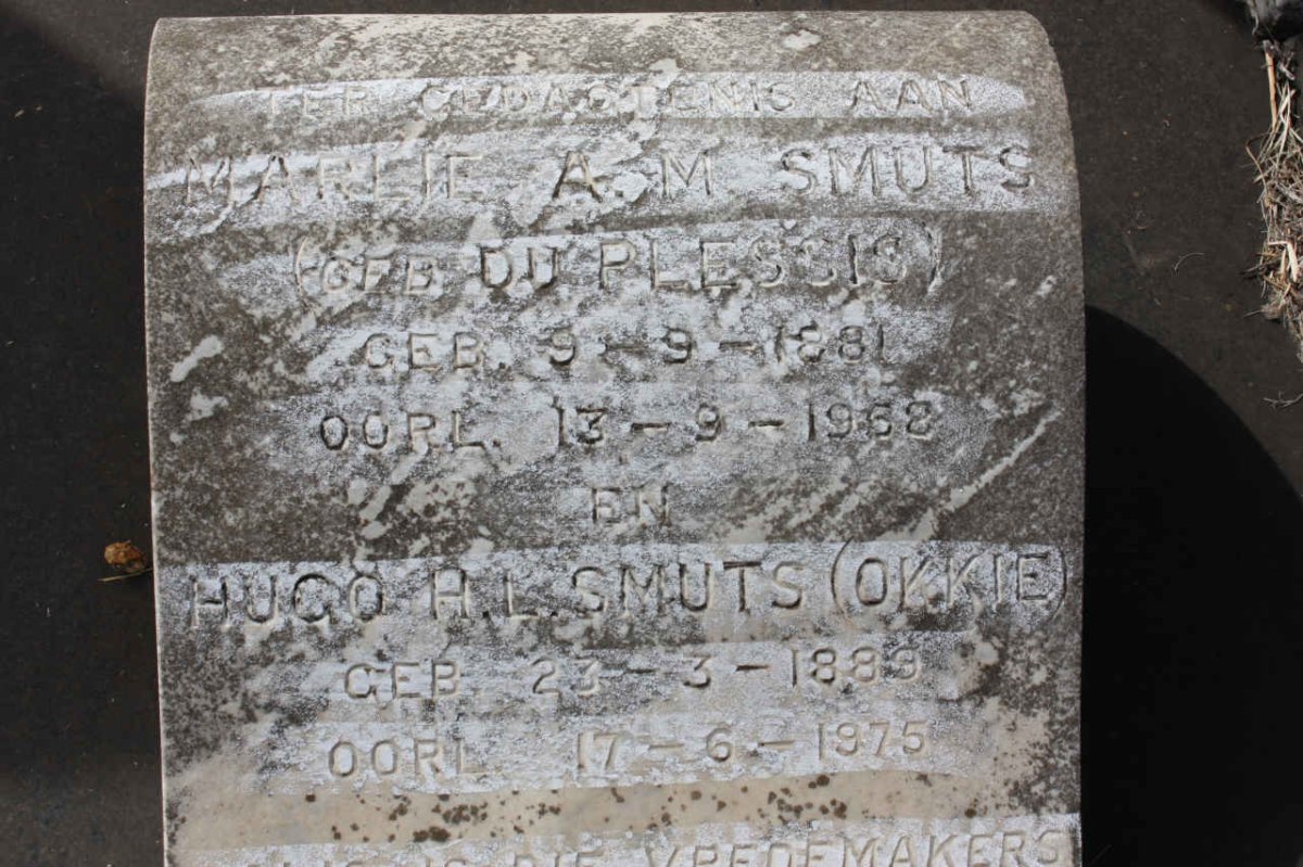 SMUTS Hugo H.L. 1883-1975 &amp; Marlie A.M. DU PLESSIS 1881-1952