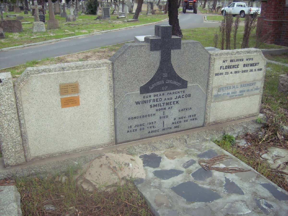 SMILTNEEK Jacob -1958 &amp; Winifred -1957 :: RAYMENT Peter M.L. 1922-2004 &amp; Florence 1913-1981