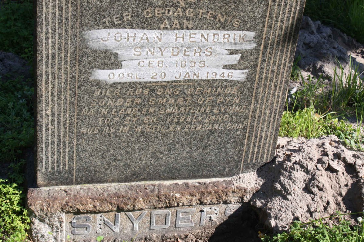 SNYDERS Johan Hendrik 1899-1946