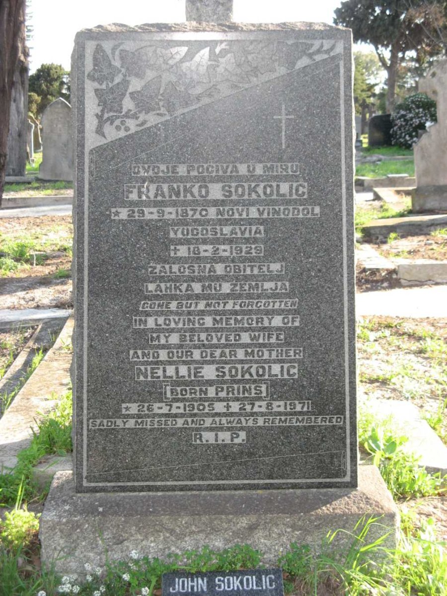SOKOLIC Franko 1870-1929 :: SOKOLIC Nellie nee PRINS 1905-1971