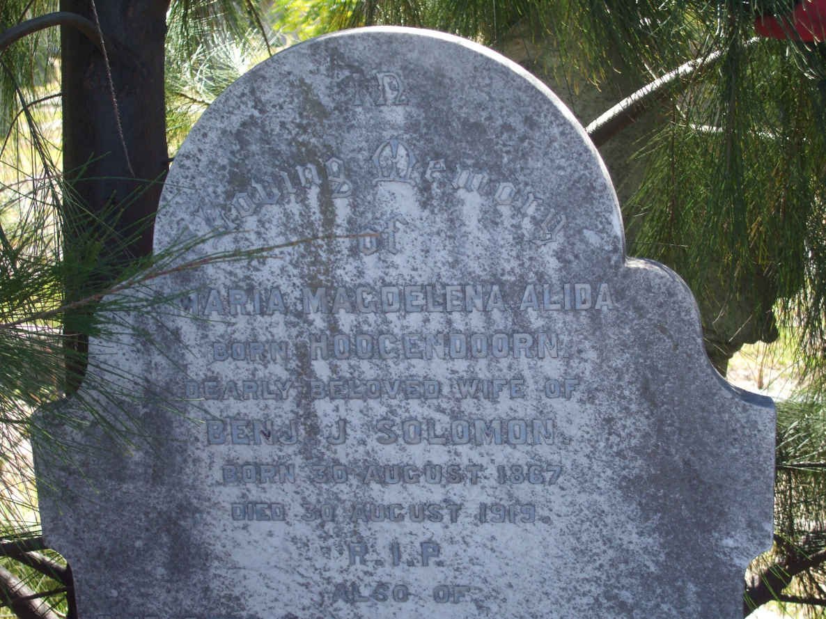 SOLOMON Maria Magdalena Alida nee HOOGENDOORN 1867-1919