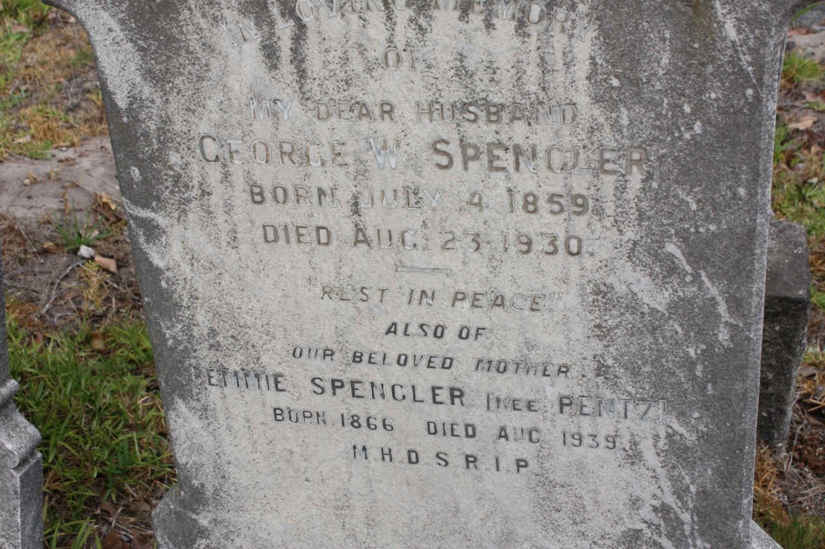 SPENGLER George W. 1859-1930 &amp; Emmie PENTZ  1866-1939