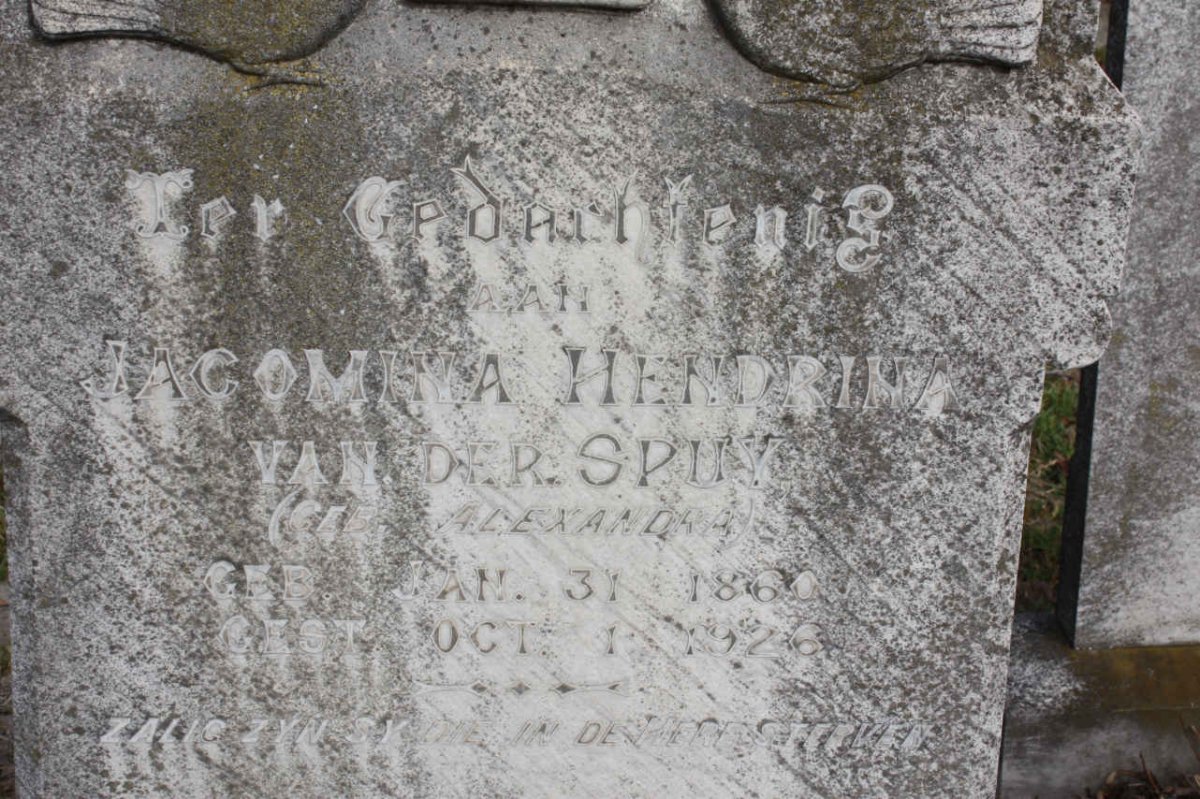 SPUY Jacomina Hendrina nee ALEXANDER 1860-1926