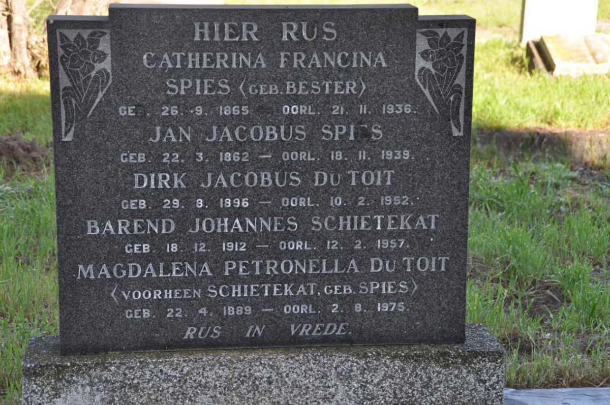 SPIES Jan Jacobus 1862-1939 &amp; Catherina Francina BESTER 1865-1936