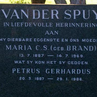 SPUY Petrus Gerhardus, van der 1887-1986 &amp; Maria C.S. BRAND 1887-1969