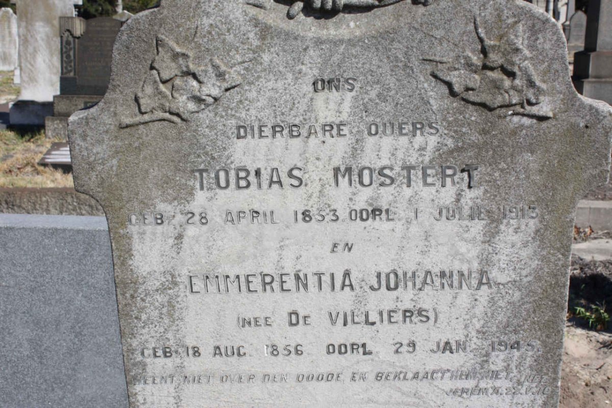 SPUY Tobias Mostert, van der 1853-1913 &amp; Emmerentia Johanna DE VILLIERS 1856-1945