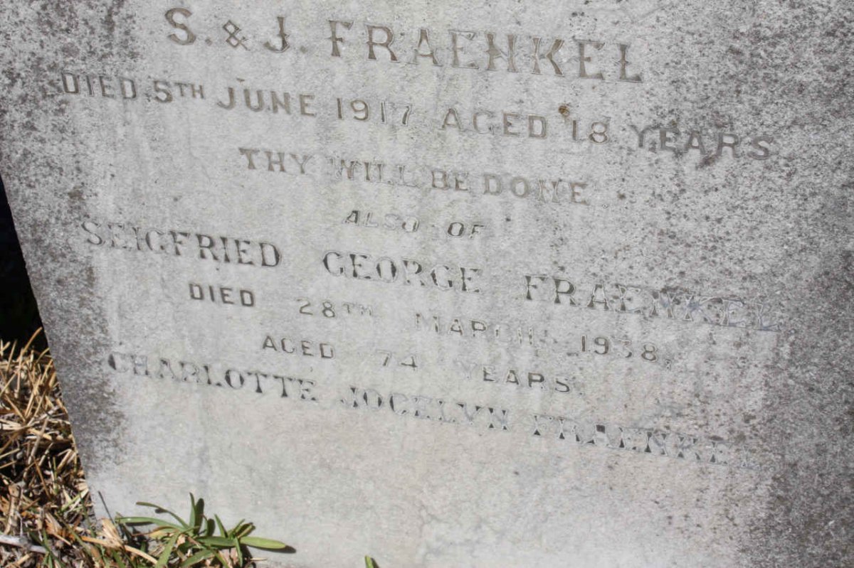FRAENKEL Siegfried George -1938 :: FRAENKEL Charlotte Jocelyn ?
