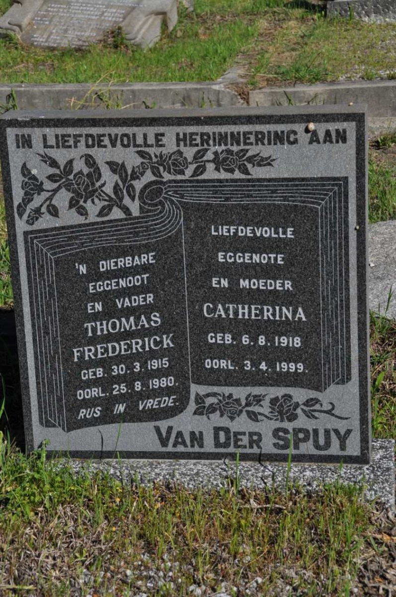 SPUY Thomas Frederick, van der 1915-1980 &amp; Catherina 1918-1999