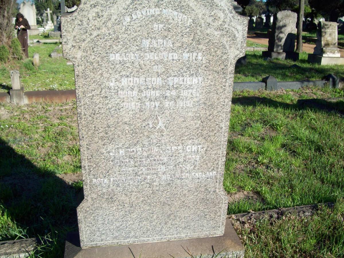 SPEIGHT J. Hodgson 1873-1935 &amp; Maria 1876-1919
