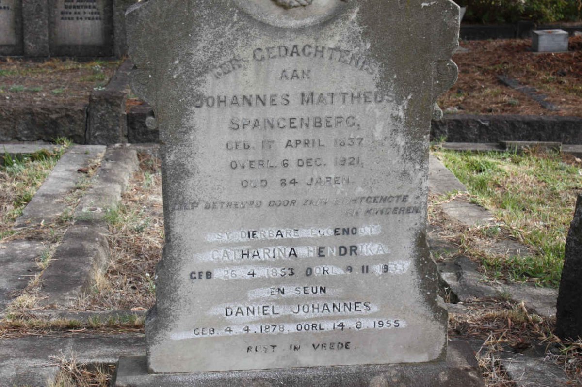 SPANGENBERG Johannes Mattheus 1837-1921 &amp; Catharina Hendrika 1853-1933 :: SPANGENBERG Daniel Johannes 1878-1955