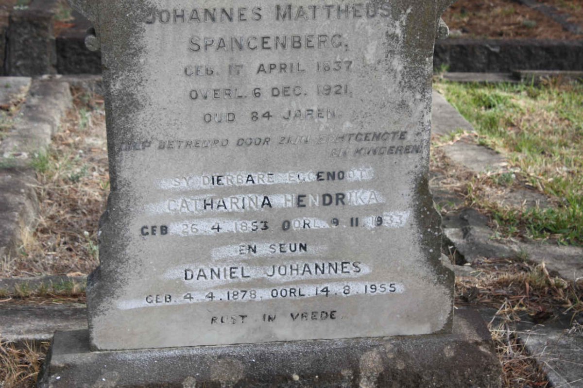 SPANGENBERG Johannes Mattheus 1837-1921 &amp; Catharina Hendrika 1853-1933 :: SPANGENBERG Daniel Johannes 1878-1955