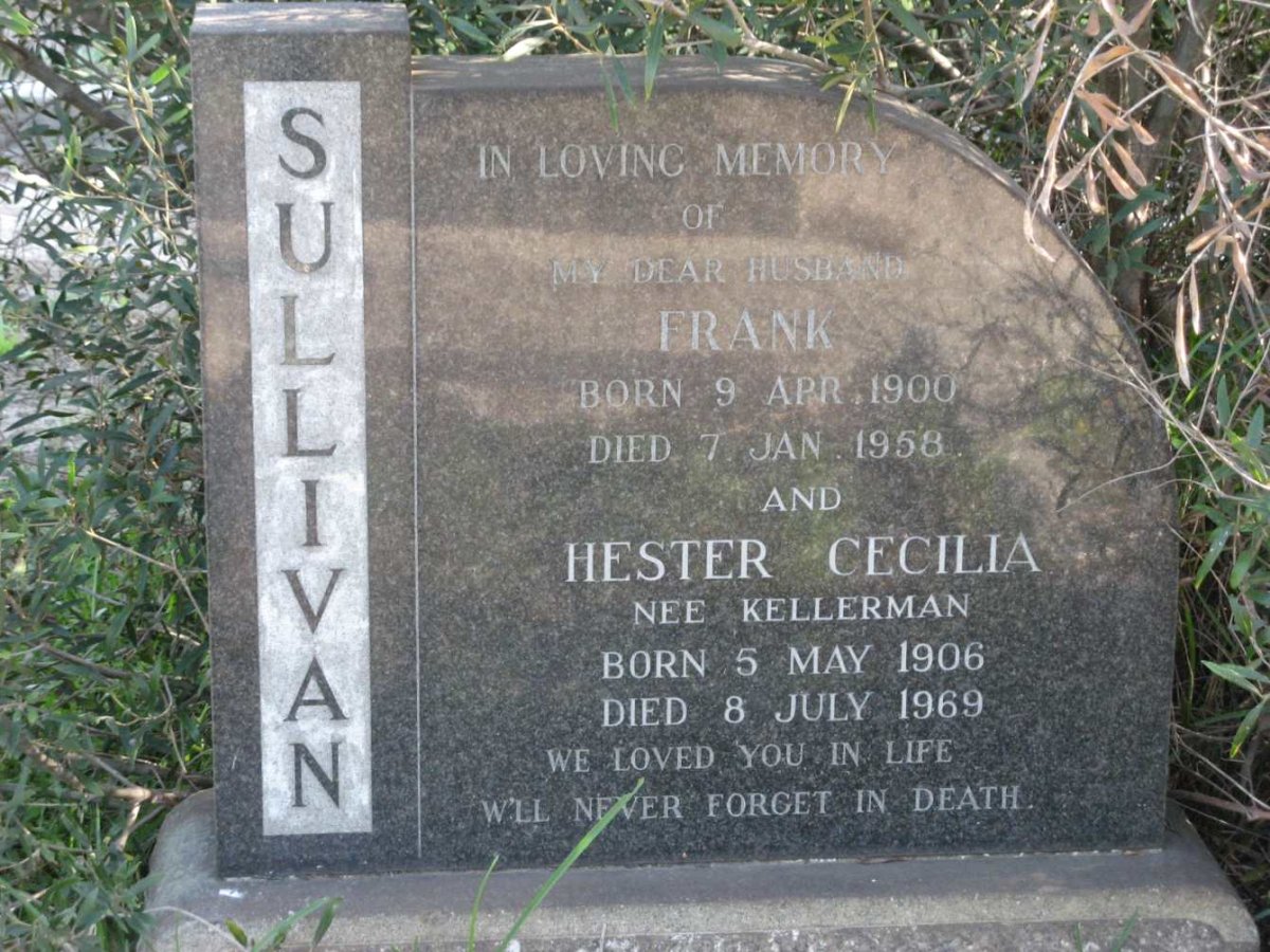 SULLIVAN Frank 1900-1958 &amp; Hester Cecilia KELLERMAN 1906-1969