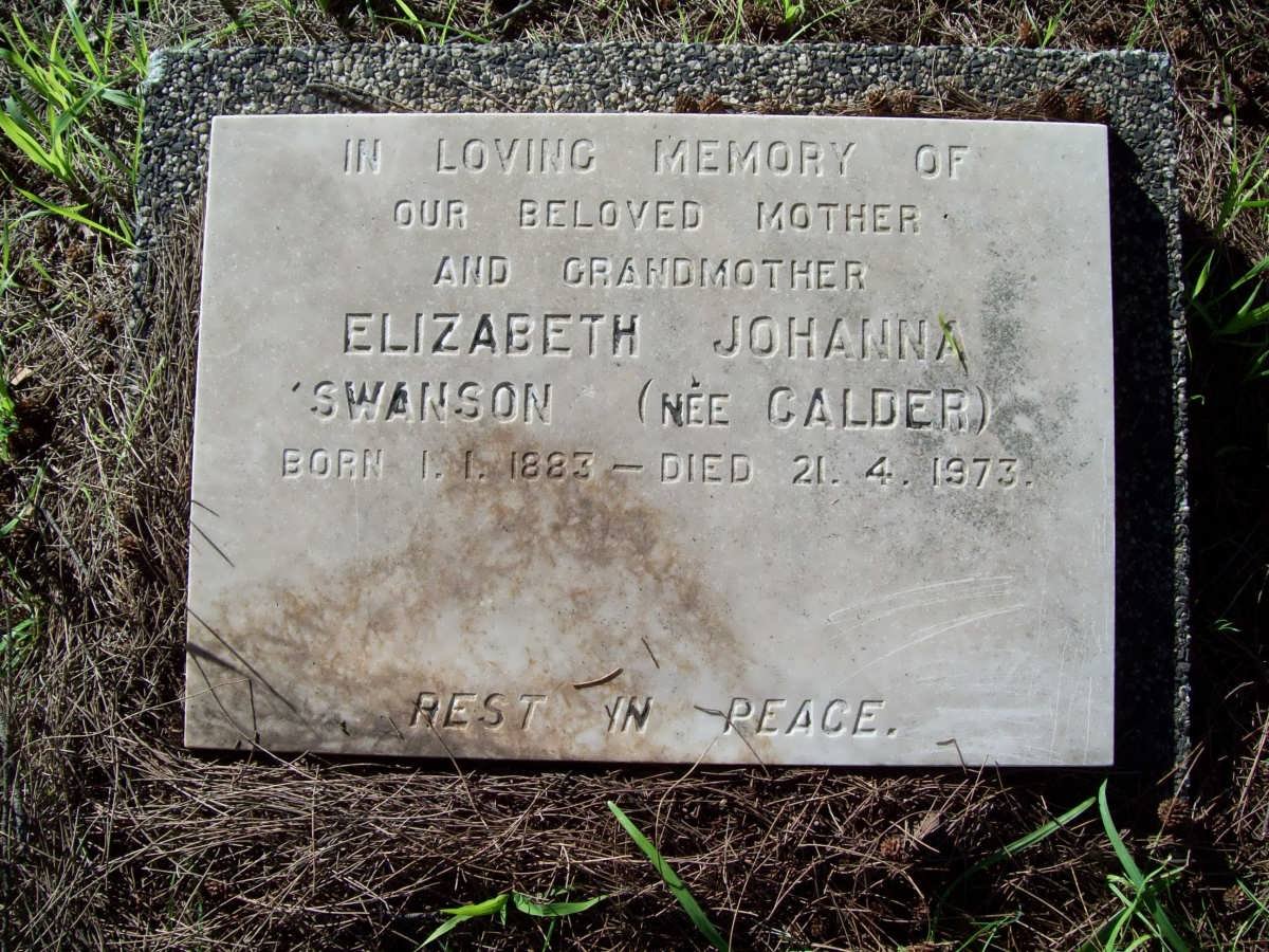 SWANSON Elizabeth Johanna nee CALDER 1883-1973