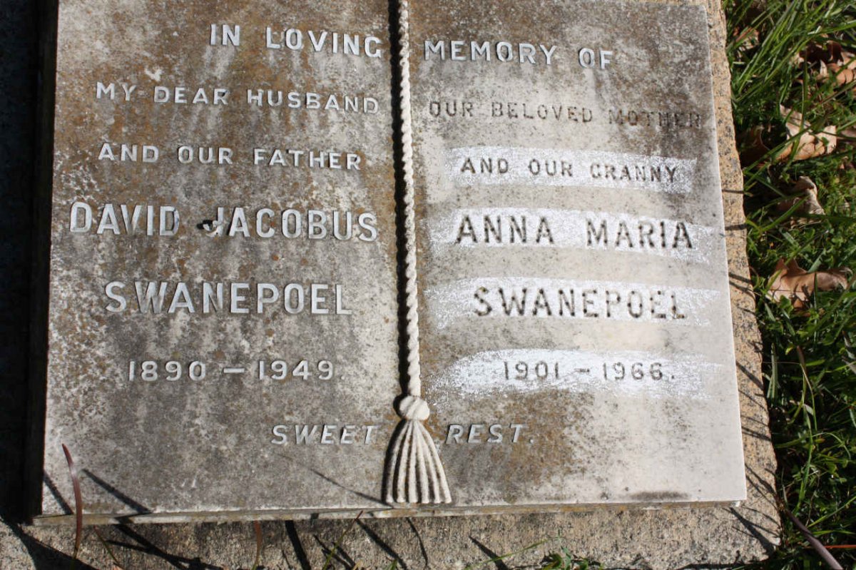 SWANEPOEL David Jacobus 1890-1949 &amp; Anna Maria 1901-1966