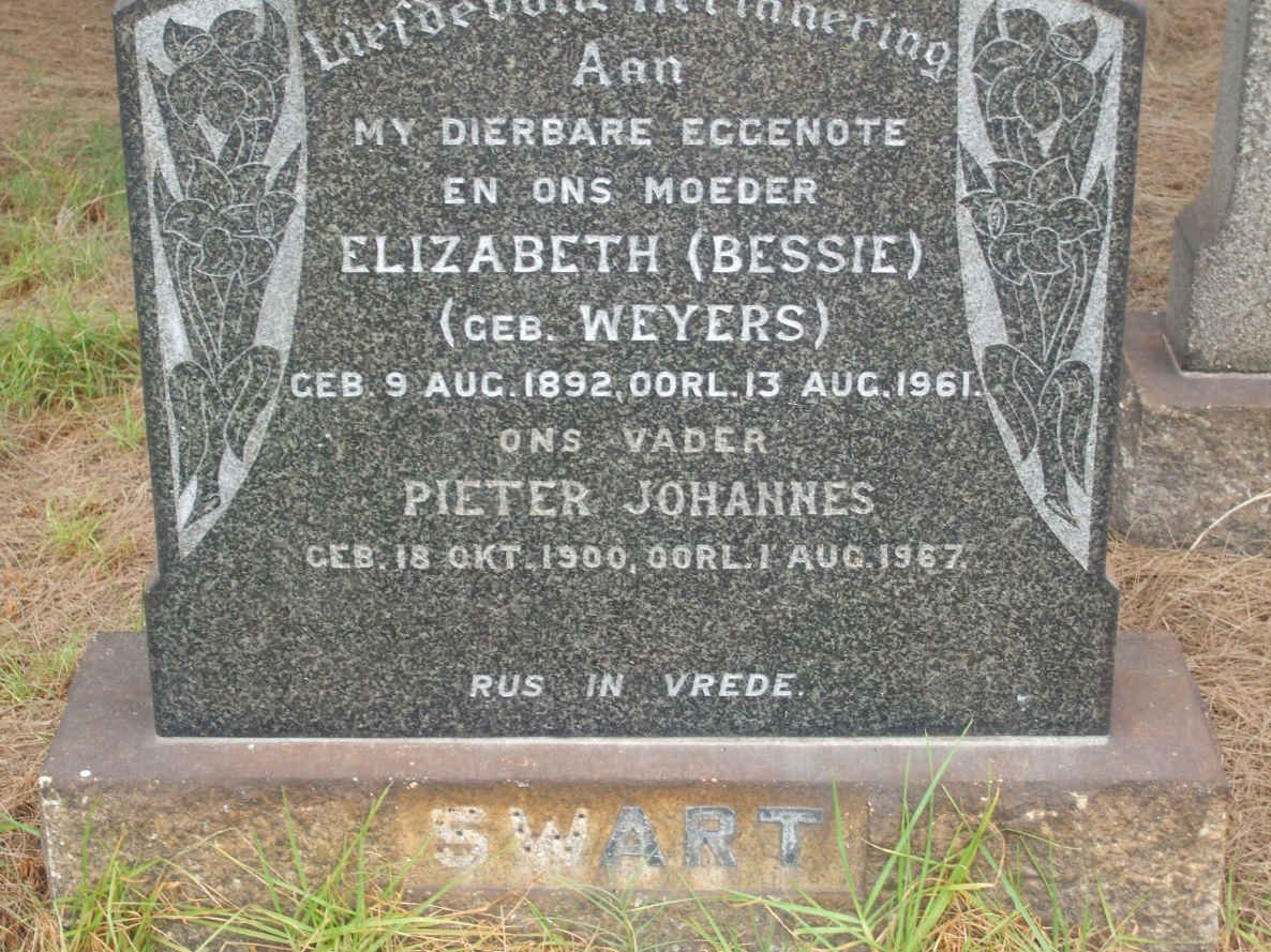 SWART Pieter Johannes 1900-1967 &amp; Elizabeth WEYERS 1892-1961