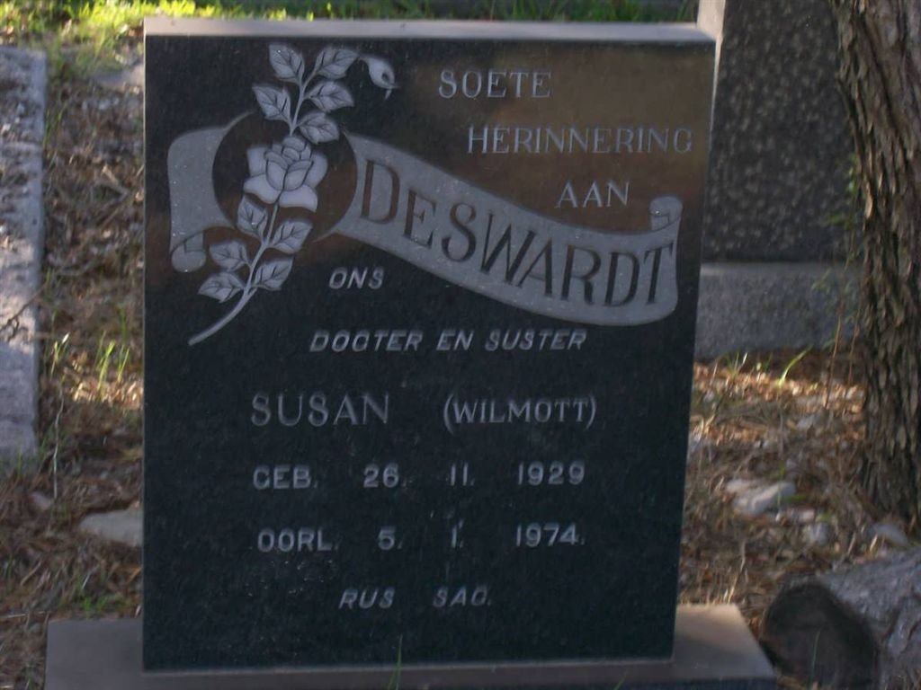 SWARDT Susan, de nee WILMOTT 1929-1974