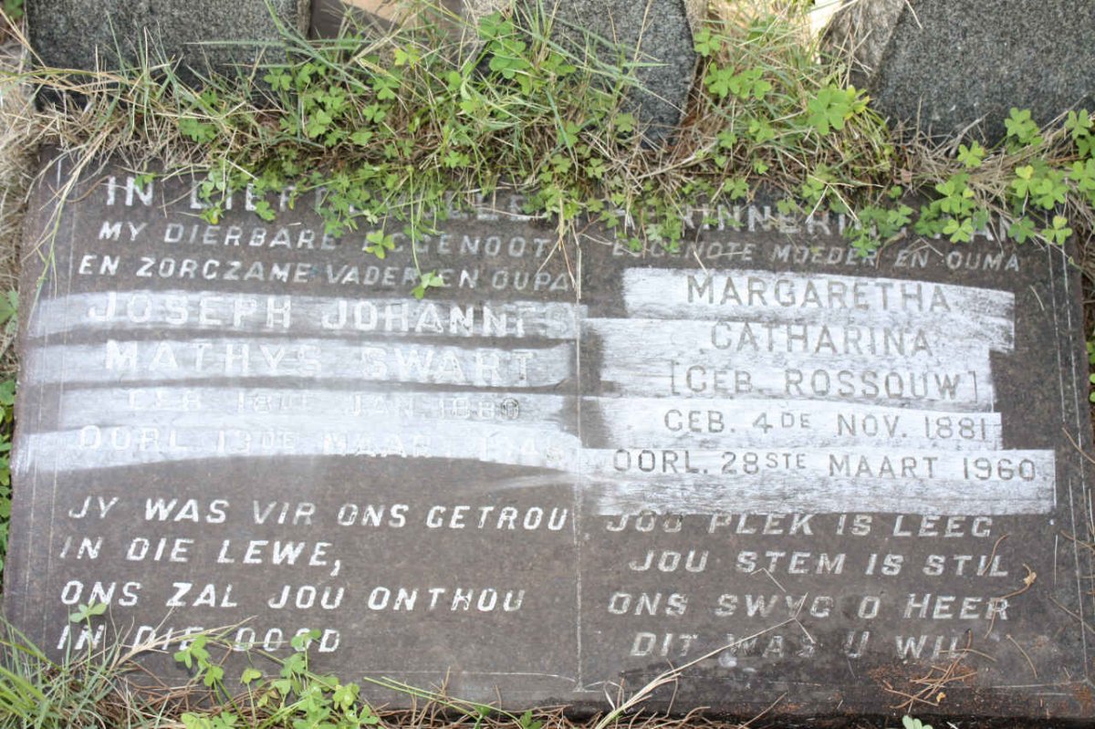 SWART Joseph Johannes Mathys 1880-194? &amp;  Margaretha Catharina ROSSOUW 1881-1960