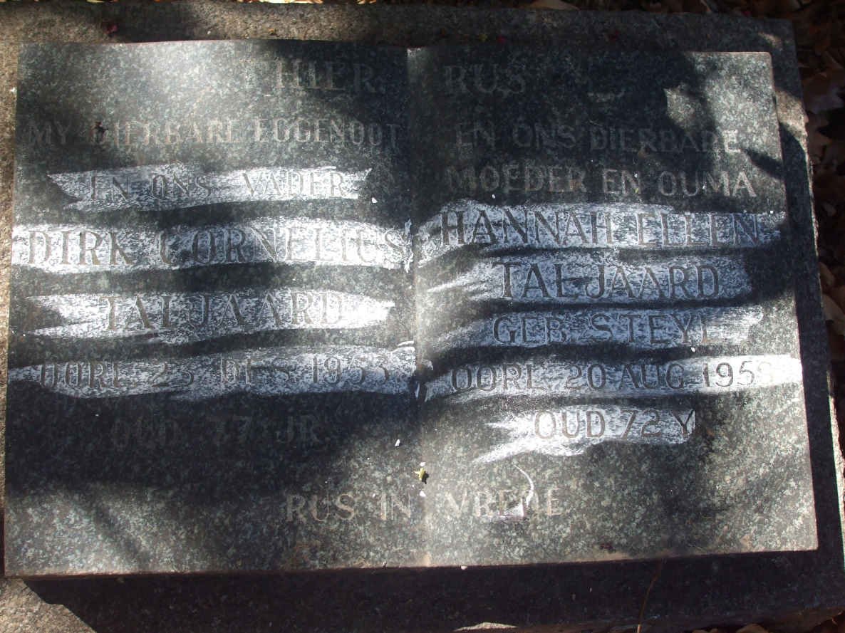 TALJAARDT Dirk Cornelius -1953 &amp; Hannah Ilien STEYN -195?