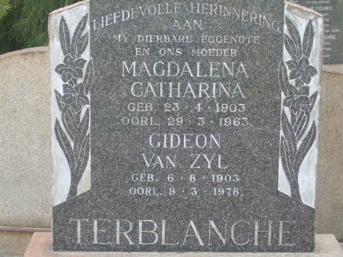 TERBLANCHE Gideon van Zyl 1903-1978 &amp; Magdalena Catharina 1903-1963