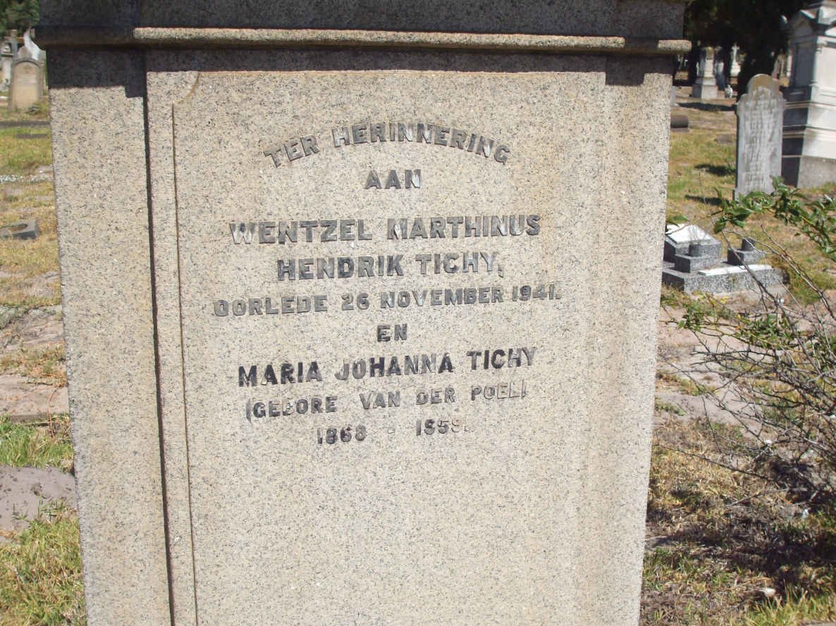 TICHY Wentzel Marthinus Hendrik -1941 &amp; Maria Johann VAN DER POEL 1868-1959