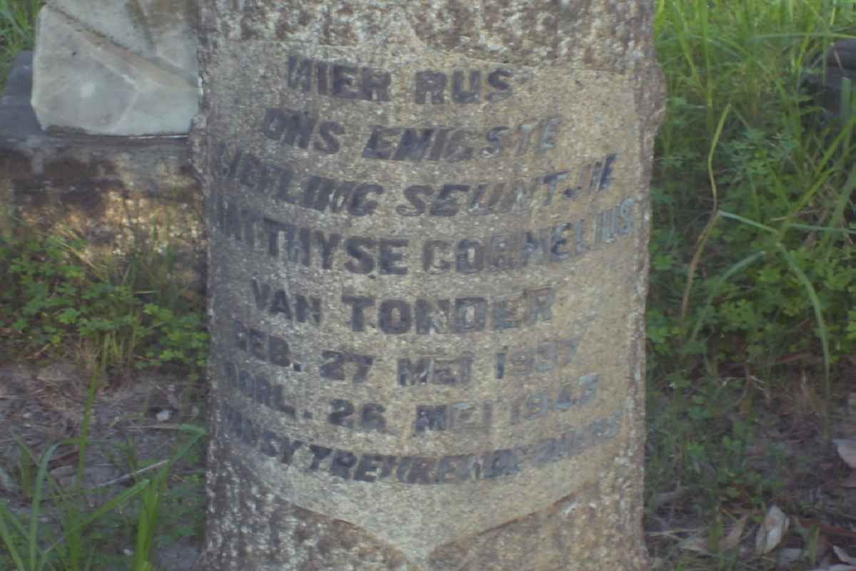 TONDER Matthyse Cornelius, van 1937-1945