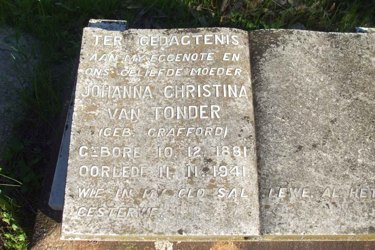 TONDER Johanna Christina, van nee CRAFFORD 1881-1941