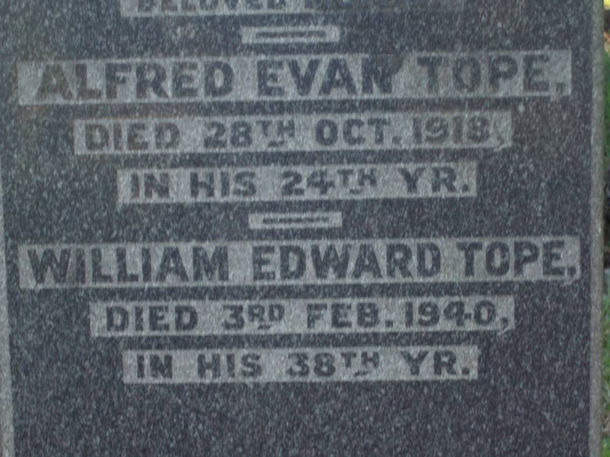 TOPE Alfred Evan -1918 :: TOPE William Edward -1940