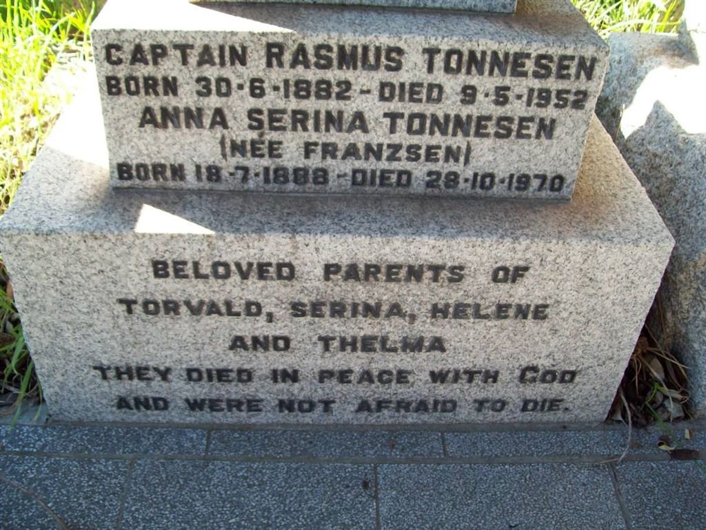 TONNESEN Rasmus 1882-1952 &amp; Anna Serina FRANZSEN 1888-1970